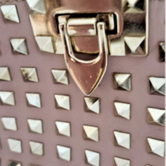 Valentino Garavani Rockstud Tan Lambskin Leather Tote Satchel Shoulder Handbag - Picture 6 of 8